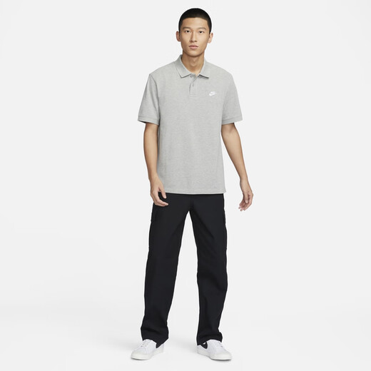 耐克（NIKE）官方男子POLOS短袖翻领T恤秋季纯棉休闲叠搭刺绣FN3895 063调色暗灰/白 2XL