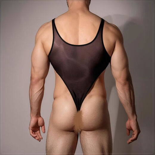 Sexy lingerie men's sexy jumpsuit new hollow tight thong fully transparent vest muscular men adult black one size fits all recommended 10160Jin Jin equals 0.5 kg