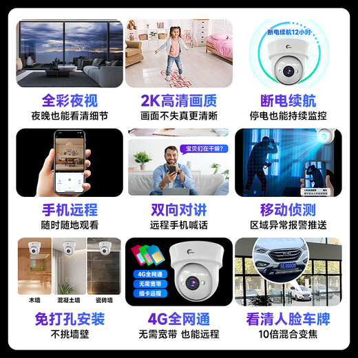 Conring Camera Home Smart AI Commercial Monitor 360 градусов без мертвого угла с мобильным телефоном Night Vision, с ночным видением, может диалог.