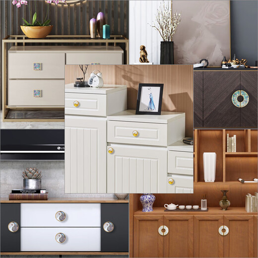 
Shantoulin Village brass cabinet door handle light luxury Nordic Chinese style wardrobe drawer cabinet door modern simple shell high-end hardware handle GBT12178C flower shell pair diameter 120mm hole