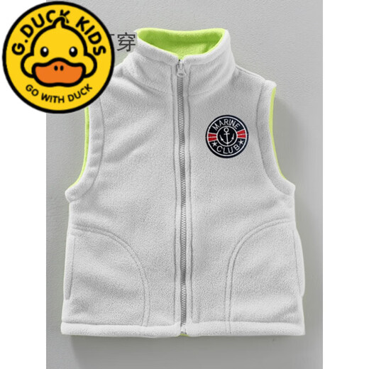G.DUCKKIDS儿童马甲春秋中大童背心抓绒坎肩外穿男女摇粒绒开衫幼儿园服定制 浅蓝色马甲+藏青色 双面可穿 160 适合身高140cm-150cm9-10岁