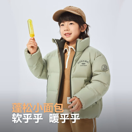 波司登（BOSIDENG）2025年新款羽绒服男女儿童5A抗菌4防宽松立领外套T250246910DS 云舒绿4882 110 /56 约 100-110cm 18kg