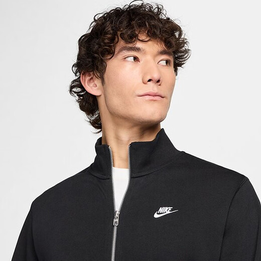 Nike (NIKE) men's top black jacket versatile collar zipper knitted casual jacket FQ3427-010 FQ3427-010 S