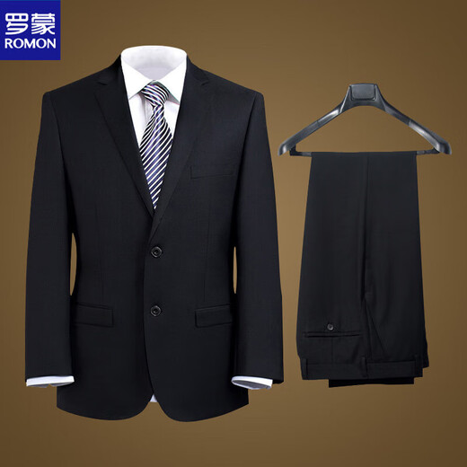 罗蒙（ROMON）男士商务西服套装正装秋季修身韩版中青年上班工作服职业西装套装 两粒扣西服+西裤 S (80-95斤)