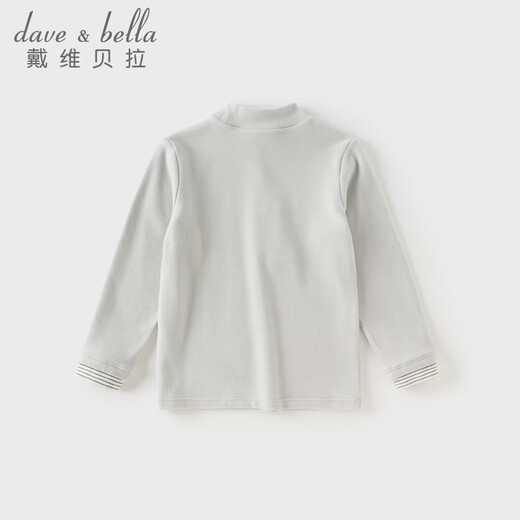 
David BELLA (DAVE/BELLA) children's long-sleeved T-shirt in winter new style medium-large children's semi-turtleneck top antibacterial boy base shirt little boy clothes gray [spot] 110 cm (recommended height 100-110 cm)