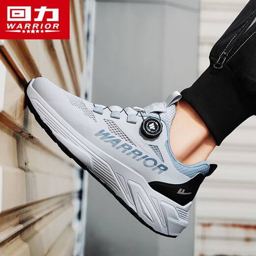 Chaussures masculines guerrières Mesh d'été Houstable Chaussures de sport pour hommes Chaussures de papa décontractées chaussures de course M076C gris / bleu 42