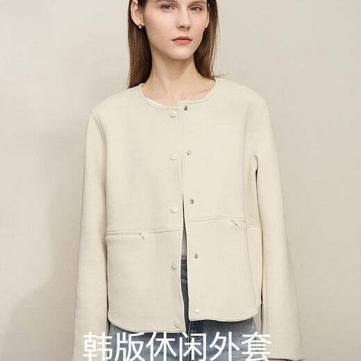 AMII【韩系风】2025春韩版休闲减龄短款圆领空气层卫衣外套女春秋 黑色 M