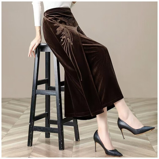 Hengyuanxiang 2025 Otoño e invierno Nuevo estilo de mediana edad y ancianos Madre M Vestido de madre se ve delgada Falda delgada Bordado de estilo chino Retro Chino Black XL Recomendado 90-110Jin [Jin equivale a 0.5 kg]
