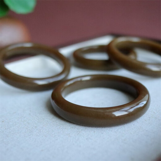 Bref Hetian Jade Bracelet Xinjiang Qiemo Sugar Jade à bande large ping un bracelet Bracelet pour le bracelet Jade Brown Sugar Lamb Fat Maillard Certificat [Non. 16790] 59 mm bouche annulaire