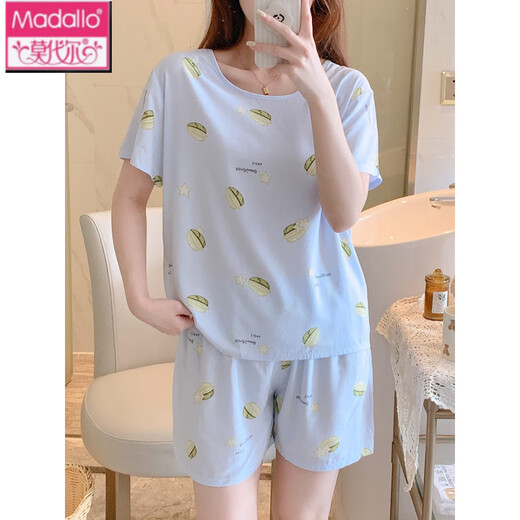 Victoria's style large-size cotton silk suit for women's summer thin shorts shorts cotton silk pajamas can be worn outside home clothes new secret HDX double short-TT5012-women M (80~105Jin[Jin equals 0.5 kg])