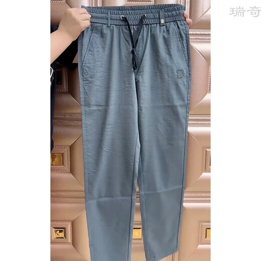 茱艾尔潮汇夏季2025新款男士裤子潮流休闲裤透气简约运动小直筒哈伦裤 黑色 29 _95-115斤
