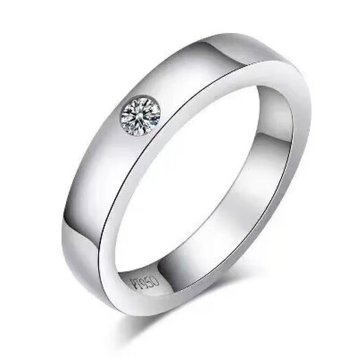 DRPT950 platinum ring for male and female couples, wedding diamond ring, classic tail ring, Valentine's Day and Qixi Festival birthday gift, closed mouth No. 24 male