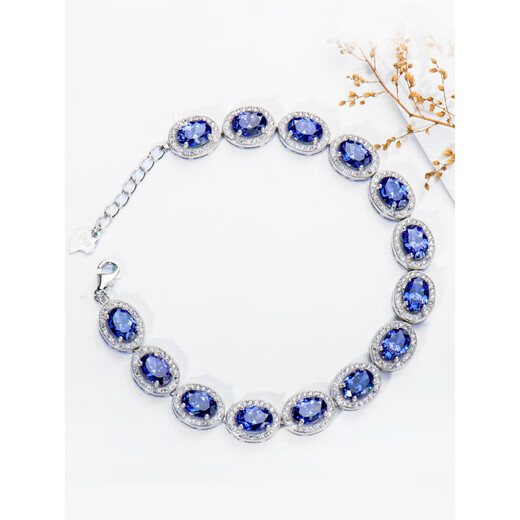 Fat Donglai's same tanzanite bracelet sapphire women's s925 silver new style versatile pavé blue zircon crystal 925 silver bracelet 17-20 cm adjustable