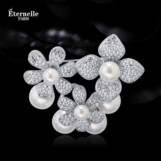 Chili French elegant temperament clothing accessories brooch autumn and winter coat pin collar pin cardigan button corsage high-end platinum white pearl