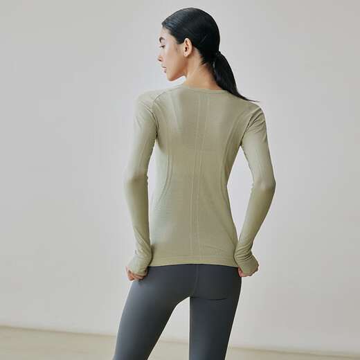 GIGT Jiji Yoga Wear Top Women's Autumn Slim Yoga Long Sleeve Breathable Sports T-Shirt Shaping Pilates Training Wear Light Mint Green L