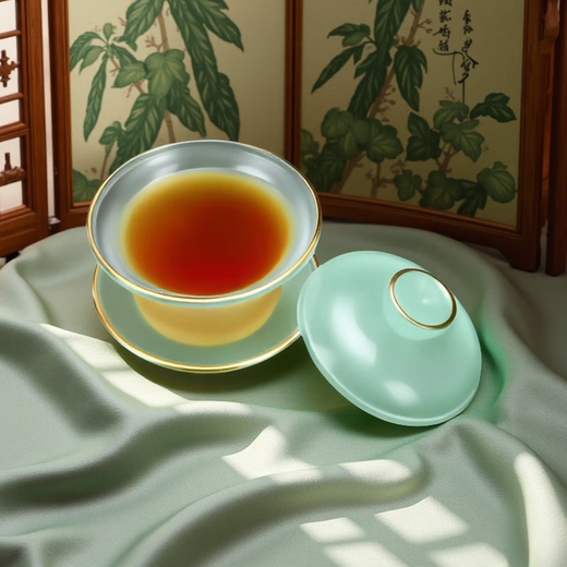 Richunliu high-end sky blue Ru kiln gilt jade porcelain Kung Fu tea set light luxury high-end dragon and phoenix master cup lid bowl gift box set gilt Ru sapphire jade porcelain tea set dragon and phoenix master cup 12 pieces