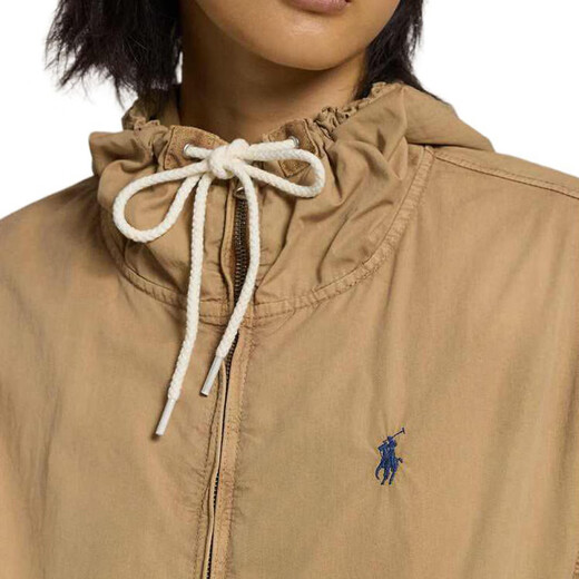 
Ralph Lauren SS25 solid color pony logo loose hooded jacket jacket for women brown yellow brown yellow XS