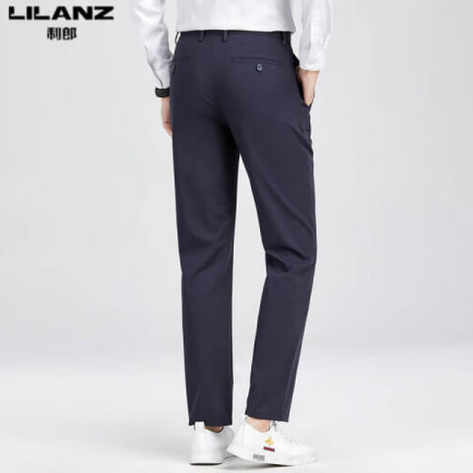 Lilang Herren Casual Hosen Sommer Neugeschäftshose Anti-Falten-Gerade und unemkonisch-Long Hosen trendy schwarz Blau H9896 30