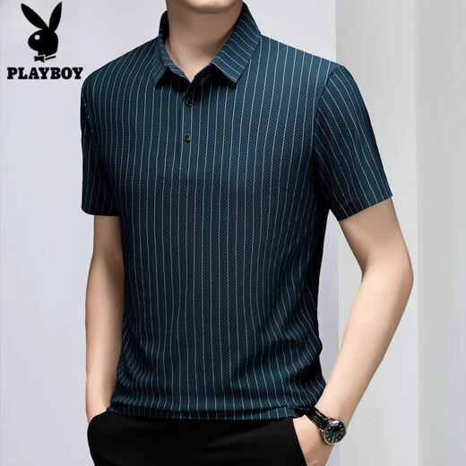 花花公子（PLAYBOY）爸爸夏装Polo衫男士2025年夏季薄款中年冰丝休闲短袖t恤男 11167浅咖色 M 【90-110斤】