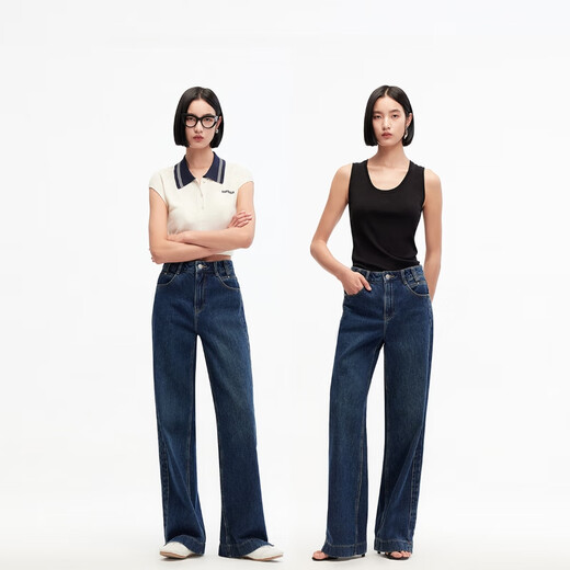 VEROMODA jeans 2025 autumn new style pure cotton high-waisted slim straight pants topstitched retro denim style 325332025