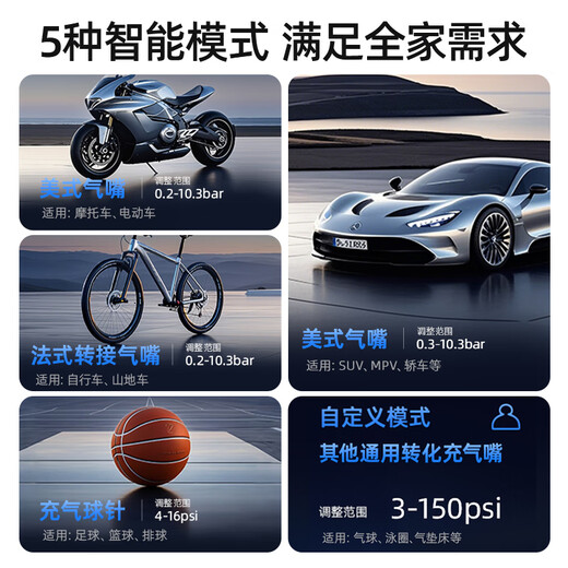 Future wireless air pump color screen car air pump electric air pump car bicycle road car tire pressure measurement high pressure