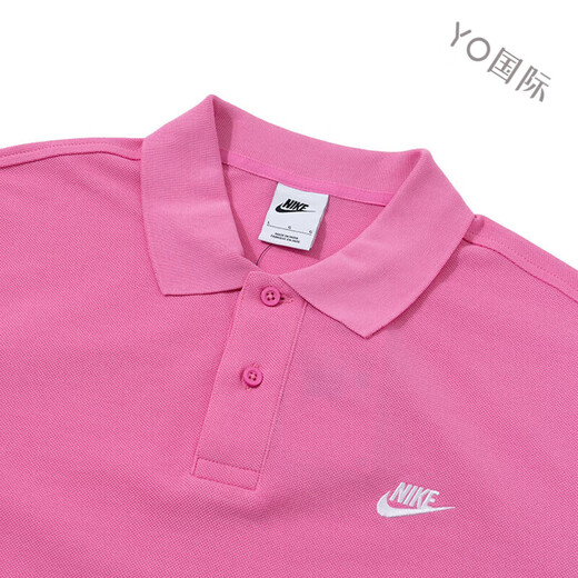 耐克（NIKE）粉色POLO衫夏季新款翻领短袖女上衣纯棉运动T恤宽松半袖 粉色FN3895-675 S