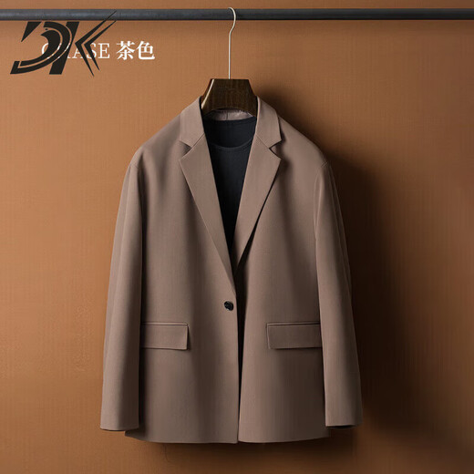 DK high-end men's casual casual suit set, men's high-end, easy-care, no-iron, drape business suit two-piece set, brown single suit 3XL 180-200Jin Jin equals 0.5 kg