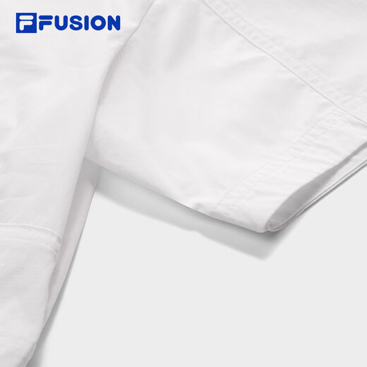 FILA FUSION斐乐潮牌梭织短袖外套女2025秋新款时尚宽松短款上衣 云白色-WT S 160/80A/S