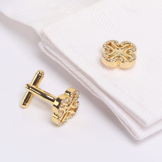 NOSSKISS International Luxury New Gold Silver 4-leaf Crop French Shirt Cufflinks Business Men's Sleeve Stud Birthday Gift x181 Gold Diamond Four-leaf Crop