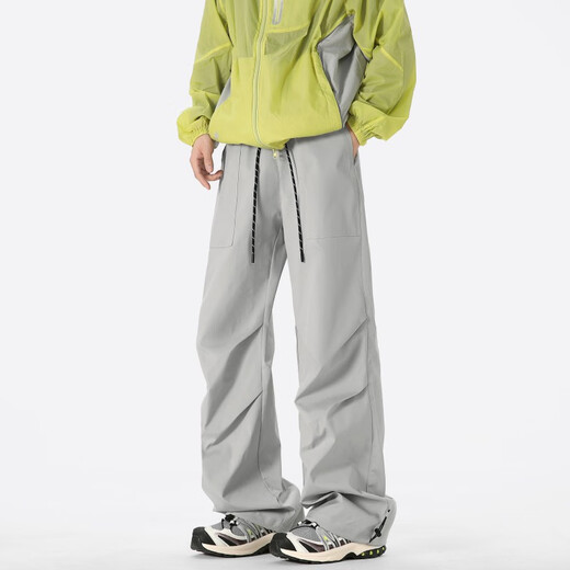 LOMBT outdoor mountaineering casual pants men's autumn sports loose and versatile waterproof quick-drying paratrooper pants LK59 light gray L