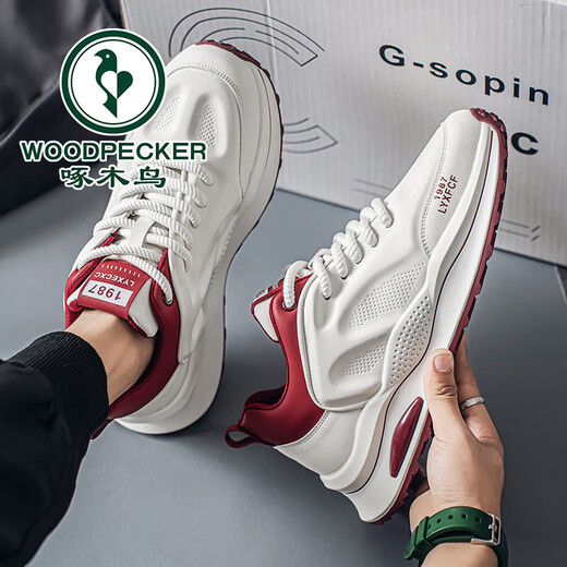 
Woodpecker Daddy Men's Shoes Summer New Mesh Breathable Thick Sole Heightening Casual Shoes Men's Sports and Evergrande Trendy Shoes Men's White 42