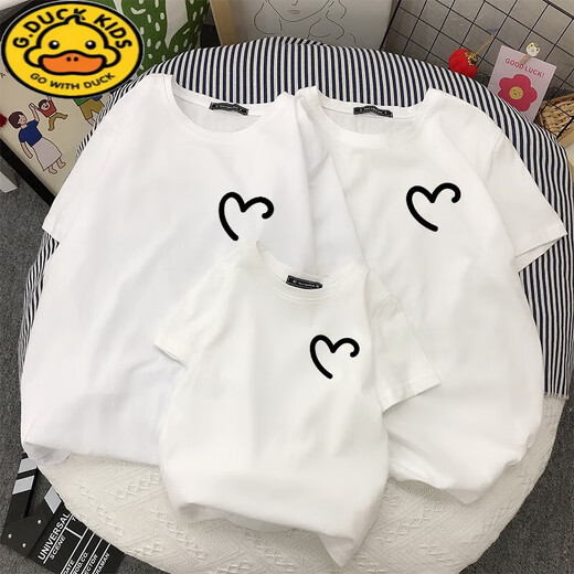 G.DUCKKIDS炸街亲子装三口2024新款潮一家四口t恤母女装夏装洋气纯棉短袖T N761：红色 190 3XL