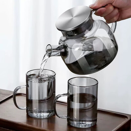 Nordic style high borosilicate heat-resistant glass teapot flower and fruit teapot cold kettle electric ceramic stove teapot 1000ml light luxury steel lid Sijia teapot 1800ml