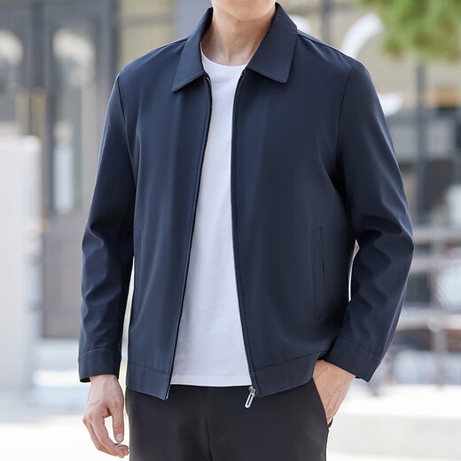 沙驰2025秋季新款行政夹克青年帅气纯色翻领拉链时尚经典外套休闲 bsht-n9712蓝色 均码 170