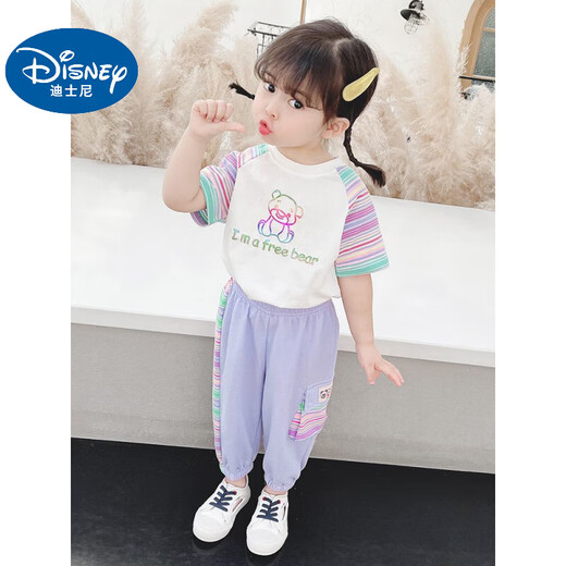 Disney Baby Girls Suit Summer 2025 Nuevos niños de 3 años de edad de 5 años Traje de moda de manga corta para bebés Set de dos piezas Shorts [traje] 100 (modelo de actualización)