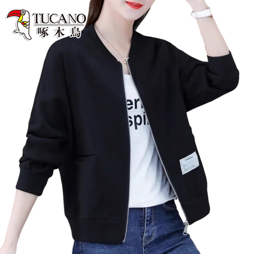 
Woodpecker baseball uniform women's short jacket versatile temperament 2025 spring and autumn new sweatshirt small jacket top green M (recommended 100 Jin [Jin equals 0.5 kg])