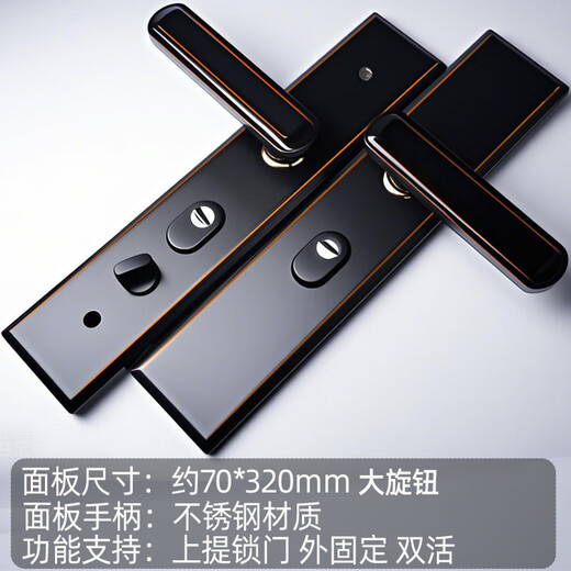 HOTUN anti-theft door lock panel stainless steel handle regardless of left and right, multi-functional FDM-03H black gold