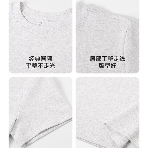 American fashion brand front shoulder short-sleeved T-shirt for women's pure cotton 2025 new summer loose slim design half-sleeved top white gray 2XL (115-135Jin[Jin equals 0.5 kg])