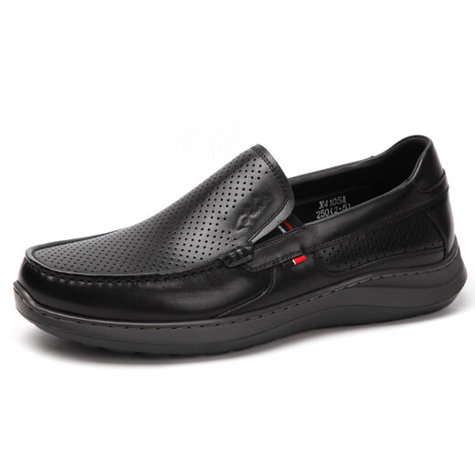 Shachi Herrenschuhe 25 Sommer Style Casual Schuhe Echtes Leder hohl atmungsaktueller kalte Lederschuhe Schwarz 1049 38