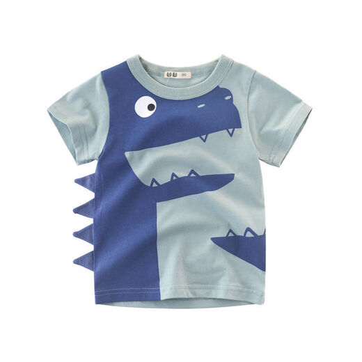 TTPMER Summer Boy Kurzarm T-Shirt Cotton Cartoon Dinosaurier Design Ins Style 9716 Militärblau 120