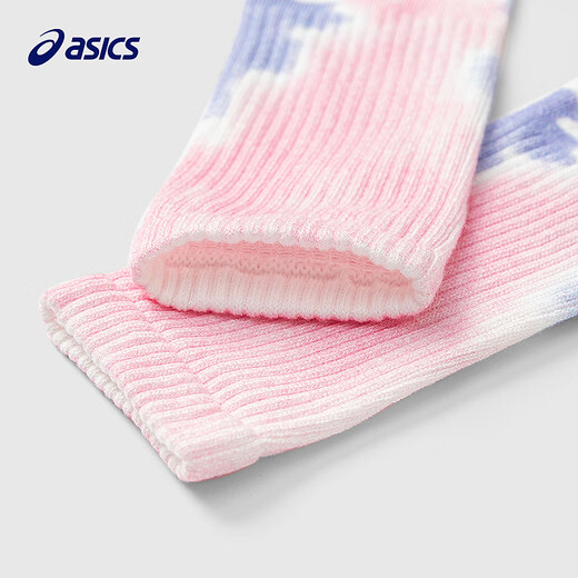 ASICS Children's 25th Autumn Fashionable Full Print Sports Socks Antibacterial, Deodorant, Soft and Comfortable Children's Socks 5014 Blue Pink One Size M