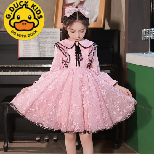 G.DUCKKIDS女童连衣裙儿童公主裙夏季小女孩衣服裙子夏天2025新款童装女春装 2601粉色 110 适 龄4-5岁cm