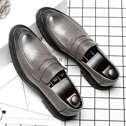 
Ruan Dai (RUANDAI) Doudou shoes men's trendy British style lazy loafers business formal wear breathable casual leather shoes 9715-D black 38