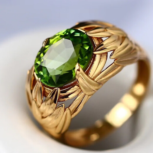 HEEKAIYI emerald green gemstone ring for women 18k gold diamond ring Chinese Valentine's Day birthday gift for wife Selected 4.2 carat green tourmaline ring