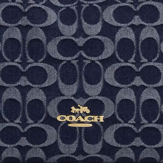 蔻驰（COACH）流浪包 【25年新款】 LAUREL 31 提花织物拼皮革手提包女款斜挎包 丹宁蓝CY702 IMXIA 尺寸：31*11*24cm