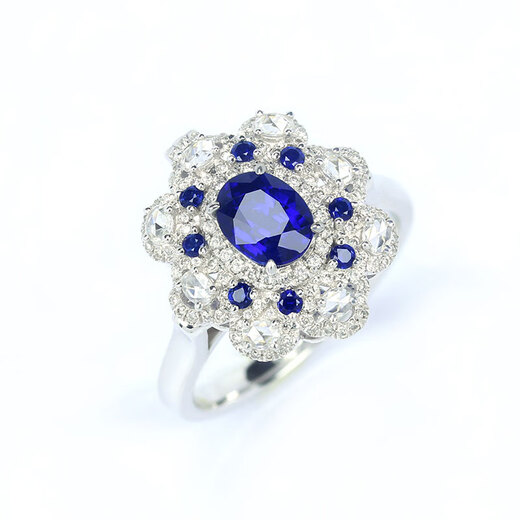 HEEKAIYI Sapphire Necklace for Women Royal Blue 18K Gold Diamond Pendant Chinese Valentine's Day Birthday Gift for Wife and Girlfriend Selected Sapphire Necklace 1.07 carats / diamond 42 points