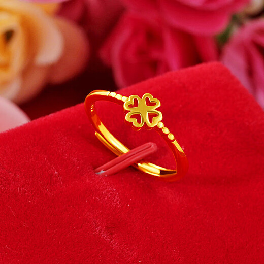 Japanese and Korean fashion women's style four-line open women's ring factory direct sales imitation gold fashion women's gold-plated small ring copper coin opening adjustable