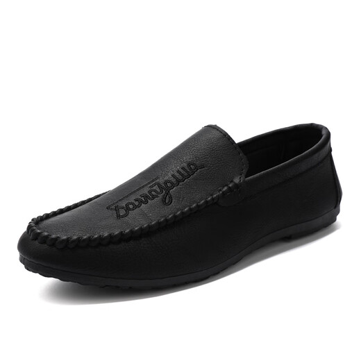 Goldlion 2025 Neue Sommer-Herrenschuhe, Bohnenschuhe, Herren-Trendy British Business Casual Lederschuhe, koreanische Mode faule Schuhe, Yl-D838_Black 39