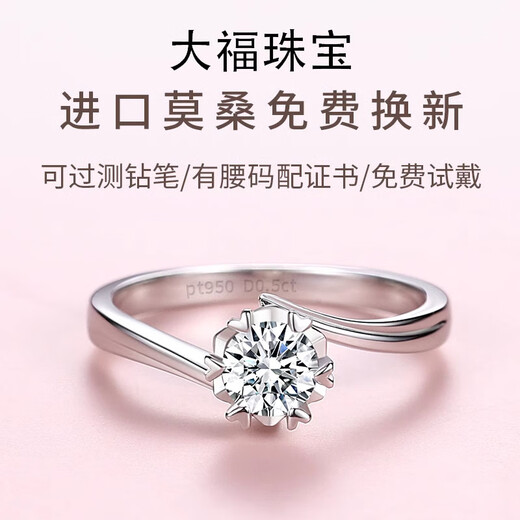 Counter PT950 Platinum Ring Women's Snowflake 18K Gold Diamond Ring Wedding Proposal Ring Holiday Gift for Girlfriend Light Luxury Snowflake Twisted Jade (Diamond 50 Points) Opening Adjustable Size
