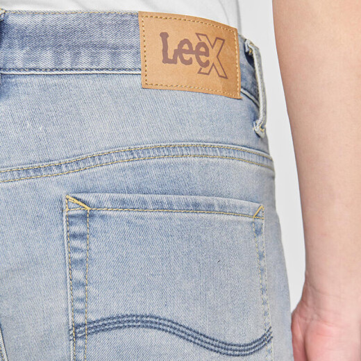 
Lee25 spring and summer new product 723 slim mid-waist straight small ripped design retro light blue men's jeans